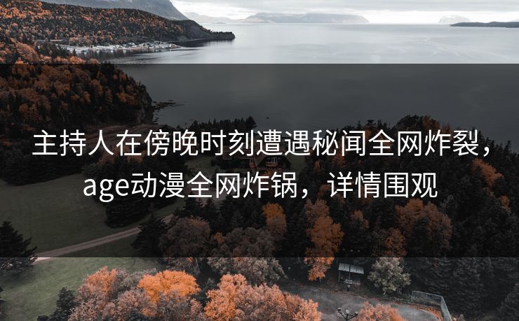 主持人在傍晚时刻遭遇秘闻全网炸裂，age动漫全网炸锅，详情围观